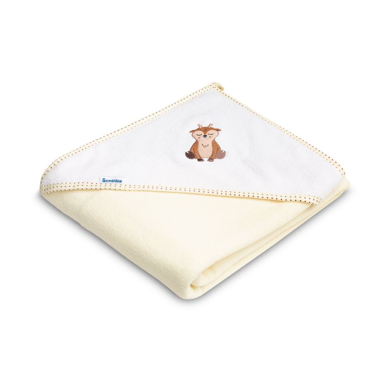 Capa de baño de algodón termo-terry con capucha bordada Ciervo Beige - imagen 2