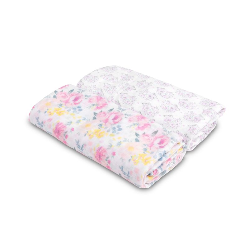 Pack de 2 Muselinas de Bambú Flores y Erizos , 120 x 120 cm