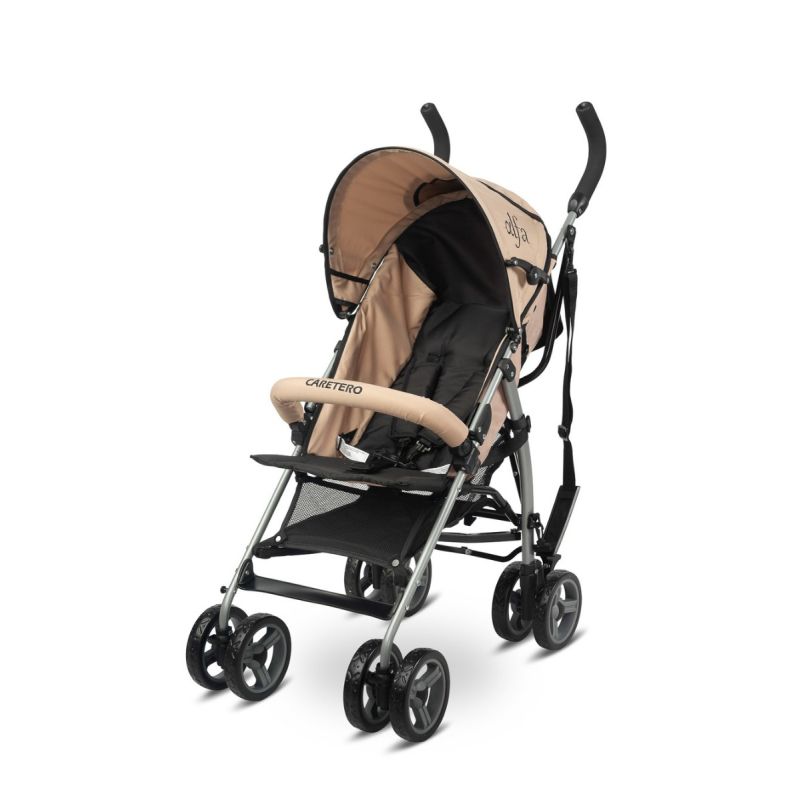 Carrito de Bebé Alfa en color arena, ligero y cómodo para paseos seguros con tu bebé en cualquier lugar.