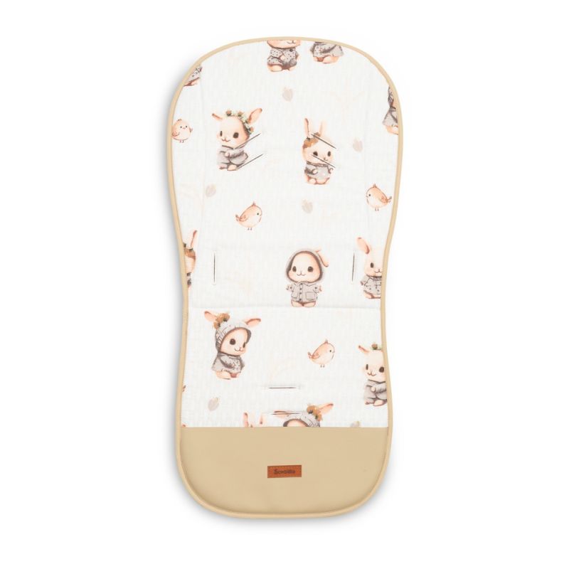 Colchoneta Reversible de Muselina para Cochecito - Motivo Conejito Beige