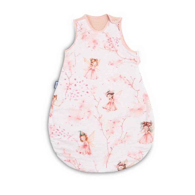 Saco de Dormir para Bebés S (45x70 cm) – Diseño Hadas Rosa, Algodón Hipoalergénico con Cremallera Bidireccional