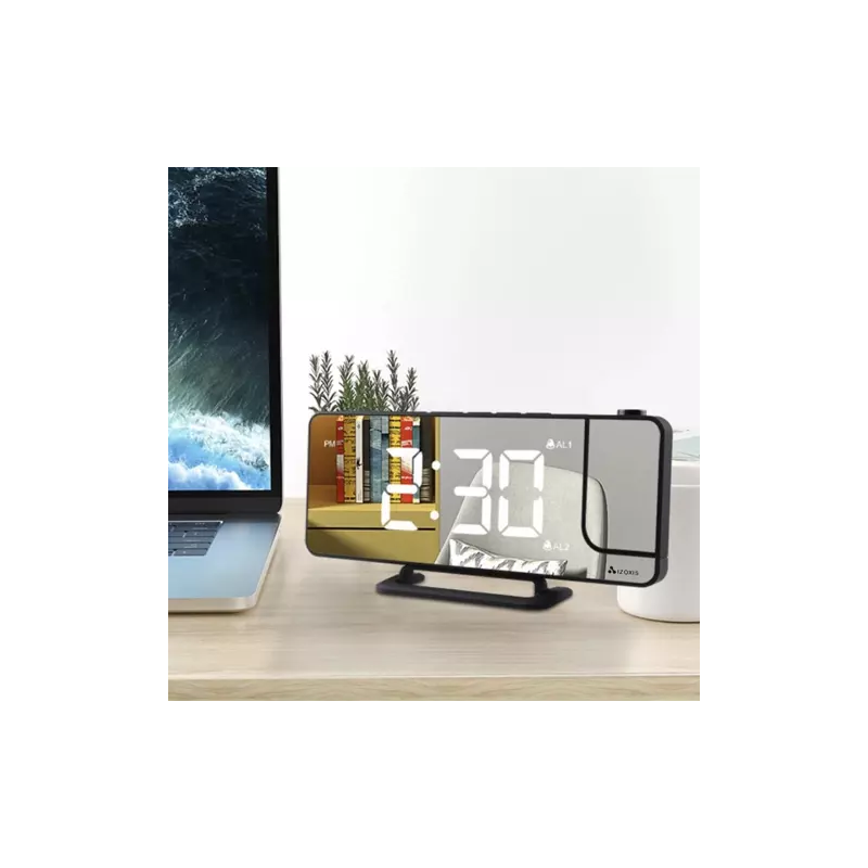 Reloj despertador Led con Proyector y espejo - Multifuncional y Compacto - imagen 2