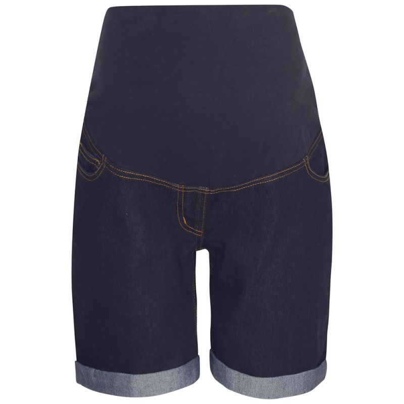 Pantalón vaquero corto premamá en talla S, práctico y cómodo para el verano y futuras mamás.
