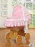 Moisés de Mimbre Teddy Bear Barnaba Rosa – Cesta Natural con Ropa de Cuna y Base de Madera