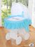 Moisés de Mimbre Owls Turquesa – Cesta Natural con Capota, Dosel y Ropa - Azul y Blanco