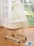 Cuna moisés de mimbre natural con dosel color crema Good Night – vista frontal
