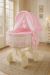 Capazo de Mimbre Blanco con Dosel Amelie + Ropa de Cama Rosa – MY SWEET BABY