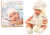 Muñeca bebé Lean Toys con portabebés y conejo beige, vista frontal