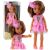 Muñeca con Vestido Rosa y Cabello Largo Marrón