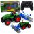 Tractor RC verde con rodillo agrícola de Lean toys desde un ángulo frontal