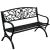 Banco de jardín de metal negro decorado para 2 plazas 127 cm