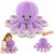 Peluche pulpo morado con tentáculos elásticos y estilo amigable.