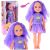 Muñeca con vestido y corona, cabello largo y morado 38cm