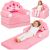 Sofá reclinable 2 en 1 para niños en color rosa con corona.