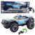 Coche de policía RC Off-Road 1:8 en acción con luces encendidas.