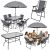 Set de Muebles de Jardín con Mesa, Sillas y Sombrilla