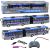 Autobús articulado de policía RC con luces LED y control remoto.