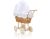 Wicker Dolls' Pram With White Bedding And Padding - Natural