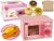 Microondas de madera de Lean Toys con detalles en rosa.
