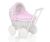 Carrito de muñecas de mimbre My Sweet Baby con ropa de cama rosa