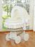 Cuna Moisés de Mimbre Artesanal MY SWEET BABY con Capota Ajustable y Base de Madera – Blanco Natural