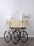 Cuna moisés retro de mimbre Christine natural con textil beige – vista frontal
