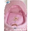 Moisés de Mimbre con Capota – Osito con Lazo Rosa | Cesta Natural para Bebé + Ropa de Cuna Completa - imagen 3