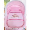 Moisés de Mimbre Teddy Bear Barnaba Rosa con Capota y Ropa de Cuna – Extra Grande edredon y capota
