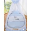 Cuna moisés de mimbre natural con dosel azul Donkey Luca – vista frontal