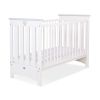 Cuna de Madera Lorenzo III 120x60 cm Blanca y Gris – Con Teething Rail, 3 Alturas y Barrotes Extraíbles