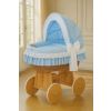 Cuna Moisés de Mimbre Bellamy Natural con Capota y Ropa de Cama Azul – Base con Ruedas - imagen 2