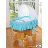 Moisés de Mimbre Owls Turquesa | Cesta de Mimbre Natural con Ropa y Dosel