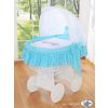 Moisés de Mimbre Owls Turquesa – Cesta Natural con Capota, Dosel y Ropa de Cuna