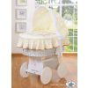Moisés de Mimbre Teddy Bear Barnaba Crema con Capota y Ropa de Cuna – Extra Grande vista frontal