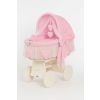 Capazo de Mimbre Blanco con Dosel Amelie + Ropa de Cama Rosa – MY SWEET BABY fondo blanco