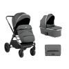 Carrito de bebé 2 en 1 con capazo Tiffany en gris oscuro, perfecto para paseos con recién nacidos.