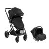 Carrito de bebé 3 en 1 transformable Alba en negro, práctico y cómodo para mamás y sus bebés.