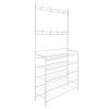 Mueble zapatero metálico blanco con percheros