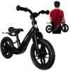 Bicicleta de Equilibrio KRUZZEL para Niños +2 Años – Ruedas 12", Ultraligera con Correa de Transporte – Negra