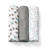 Muselina de fibras de bambú en gris, 3 unidades de 70 x 70 cm, perfecta para bebés y su cuidado.