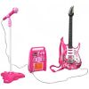 Guitarra eléctrica + Amplificador + Micrófono con Soporte de Color Rosa