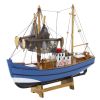 Modelo Decorativo de Barco de Pesca de Madera Azul 30x26cm - imagen 2