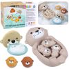 Juego de baño familia nutrias con cesta y pelotas 7 pcs