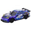 Coche deportivo RC en acción, ideal para interiores y exteriores.