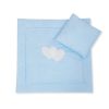 Pram Bedding Set With Duvet And Pillow 2pcs - Hearts Blue Strips