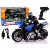 Moto deportiva R/C 1:10 azul LEAN Toys vista tres cuartos