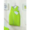 Cotton Sleeping Bag For Children, Size M, 6-12 Months, Tog 2.5, All-season, Hearts Dots On Green