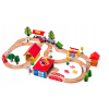 Set de Vías de Tren de Madera con Edificios y Árboles