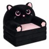 Sofá de felpa corta negra y rosa ideal para habitaciones infantiles.