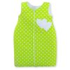 Cotton Sleeping Bag For Children, Size M, 6-12 Months, Tog 2.5, All-season, Hearts Dots On Green